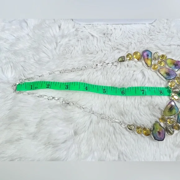 Rainbow Solar Quartz 925 Large Gemstone Necklace & Bracelet Set - Picture 4 of 8
